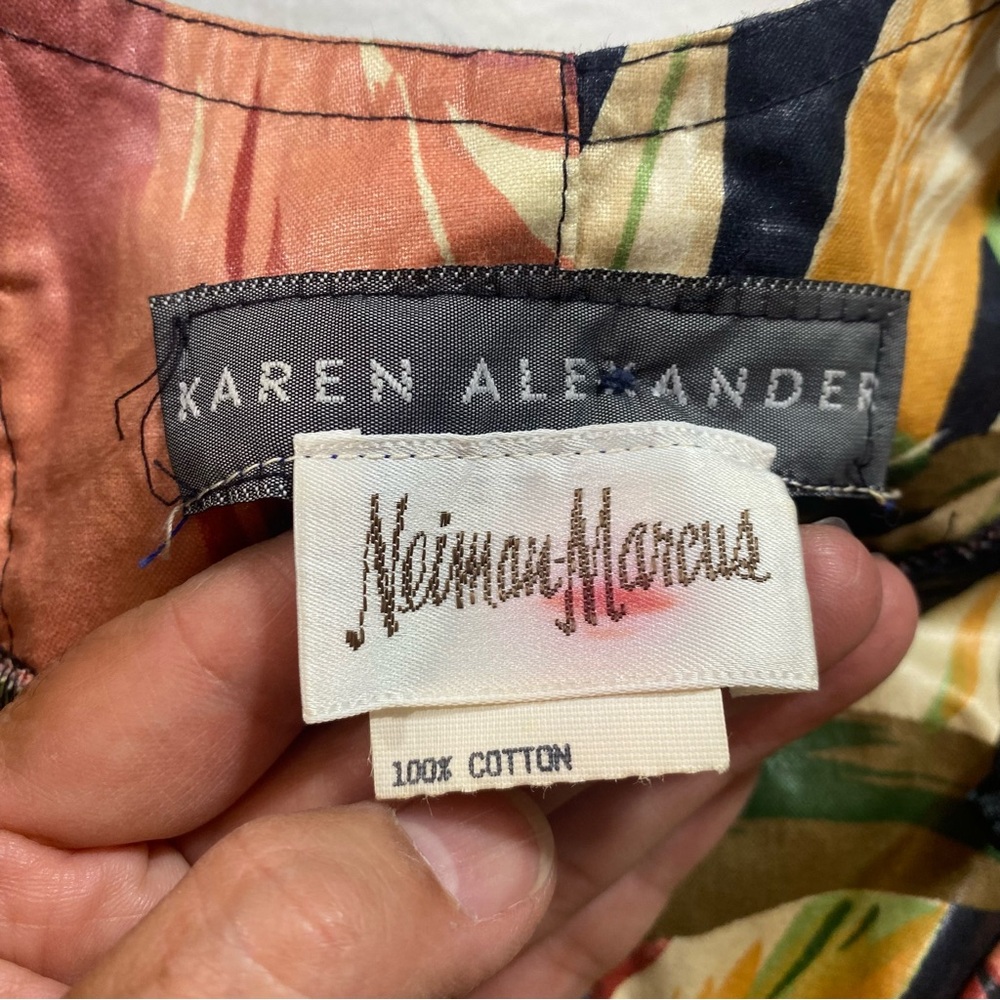 Neiman Marcus Tropical Floral Maxi Dress Halter MIDI Pockets Button Down A line - Picture 4 of 15